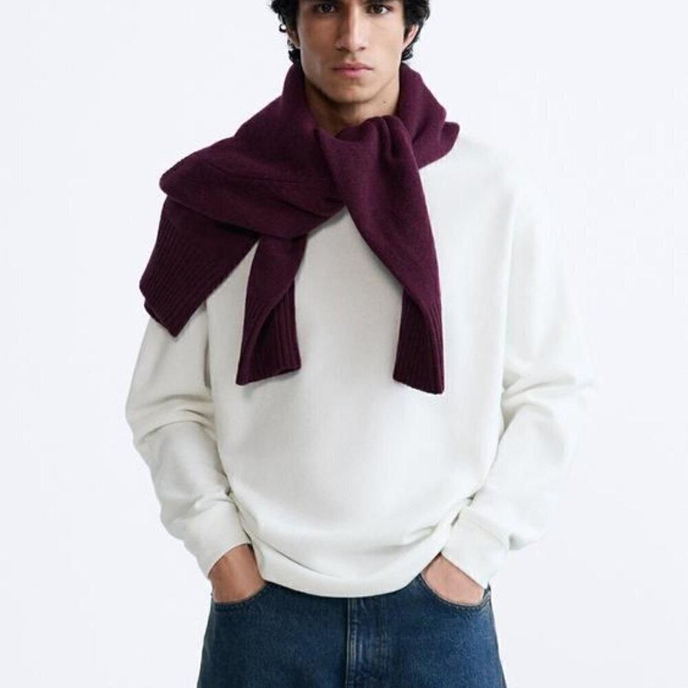 ZARA WHITE BRUSHED RIB T-SHIRT